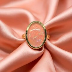 Opal Stunning Terra Opalis Gold Plated Silver Ring Padparadscha Glow
