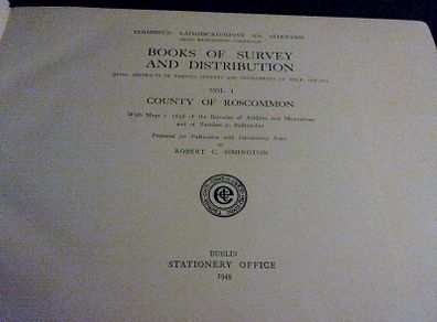 Book of Survey and Distribution Roscommon Ireland Irish Athlone maps History