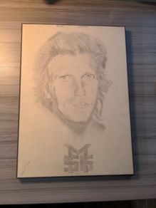 MICHAEL SCHENKER Sketch on a piece of wood
