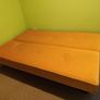 Yellow velvet sofa bed with storage Image 2