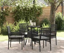 Garden Dining Set 5 pcs Black Poly rattan