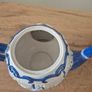 Blue and white ceramic teapot with quartz clock Image 5