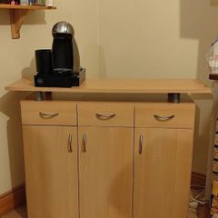 Beech Sideboard Storage Cabinet, Wooden Buffet Storage Cabinet with 3 Doors and 3 Drawers,Living Room,Kitchen Sideboard