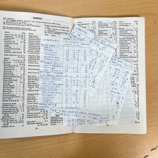 1972 London Transport Underground Guide Timetable with Tube Map