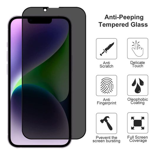 For iPhone 14 Plus Privacy Tempered Glass Anti Spy Screen Protector 9D New - FHT35IPTG
