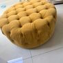 Large Luxury Round Mustard Pouf Image 2