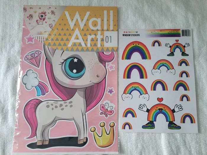Brand new Unicorns Wall Art Stickers + Free Rainbow Window Stickers (new)