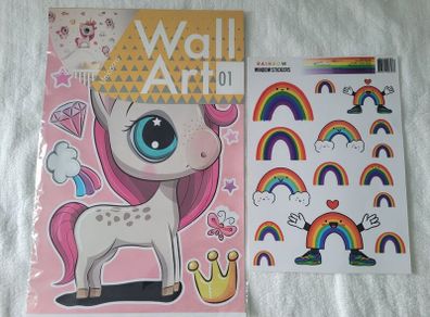 Brand new Unicorns Wall Art Stickers + Free Rainbow Window Stickers (new)