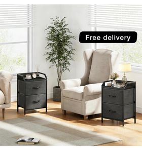 Bedside Table with 2 Storage Fabric Drawers