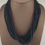 Antique African Style Dark Black Blue 5-6.6mm Glass Beads Necklace Strand Image 9