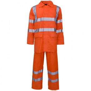 Graft Gear Hi-Vis Orange Waterproof Rain Suit - Jacket + Over Trousers - Medium Size - 2-Piece Set - 5241