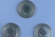 3 Fine Silver Australian Kangaroo 1oz Coins.
