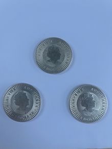 3 Fine Silver Australian Kangaroo 1oz Coins.