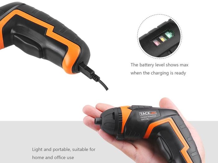 3.6V electric screwdriver, 2000mAh, 34 accessories, with front LED light, battery indicator, USB cable, storage box, suitable for small household projects