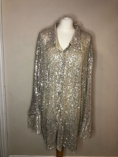 Boohoo champagne sequinned blouse (size 28)
