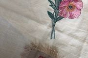 Poppy embroidered cotton tea cloth