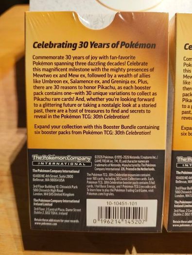 Pokemon Tcg 30th Anniversary Elite Trainer Box Plus X2 Booster Bundle Boxes