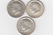 USA, 3 x  kennedy half dollar, 40% silver coins (no. 386)