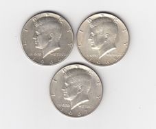 USA, 3 x  kennedy half dollar, 40% silver coins (no. 386)