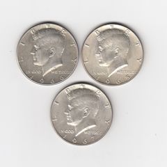 USA, 3 x  kennedy half dollar, 40% silver coins (no. 386)