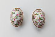 Vintage Limoges Porcelain Egg Shaped Ring/TrinketBoxes "Paris Style" hand painted by artist