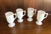 4 Retro Milk Glass Irish Coffee Pedestal Mugs