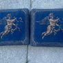 Pair of vintage / Victorian style Cherub tapestry velvet footstoolspair of footstools (Navy/Gold) Image 4