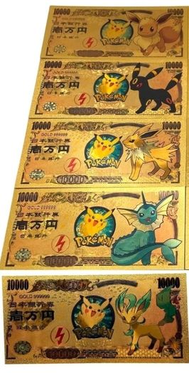 Pokemon Collectible Gold Novelty Money Banknotes Eeveelutions
