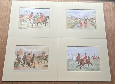 Randolph Caldecott Hunting Prints x 4