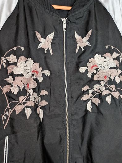 Adverts.ie title: Innocence Embroidered Floral Bird Bomber Jacket Size 12