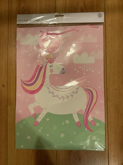 2 Extra Large Unicorn and Fairy Gift Bags - New