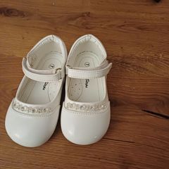 Girls White Patent Diamante Occasion Shoes