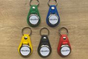 Brand new synthetic leather Isuzu key ring with shopping trolley token/coin