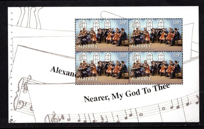 2012 Alderney Centenary of the Sinking of the Titanic 52p Orchestra playing Commemorative Stamp Booklet Pane Mint Never Hinged (MNH)