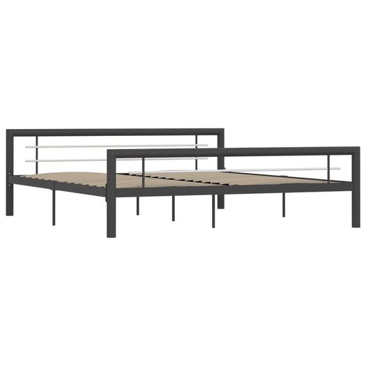 Bed Frame Grey and White Metal 180x200 cm