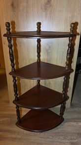 4 Tier Mahogany Corner Whatnot Turn Column