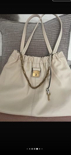 Marc Jacobs Cream Lambskin Leather Bag - The Christina Tote -