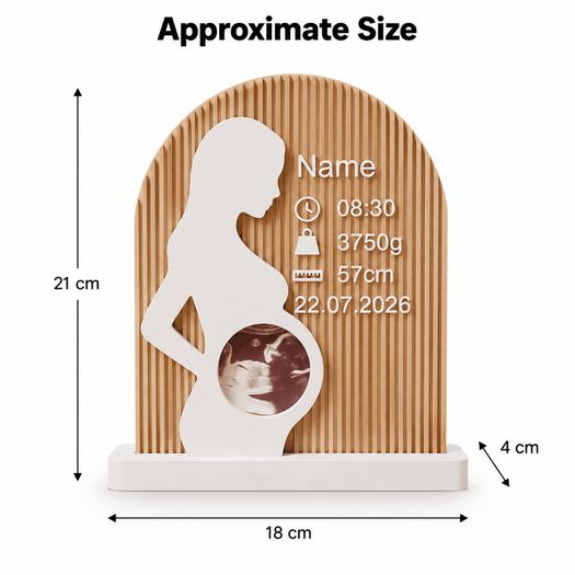 Pregnancy Silhouette Ultrasound Frame - 3D - Personalized