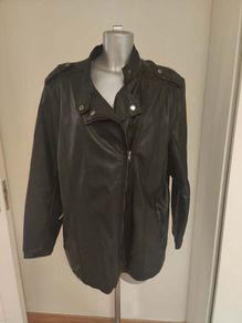 Janina black biker faux leather jacket size UK20 EU48 Postage included