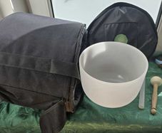 White Crystal Singing Bowl 24 cm with Mallet & Carry Bag