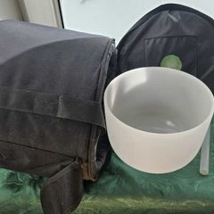 White Crystal Singing Bowl 24 cm with Mallet & Carry Bag