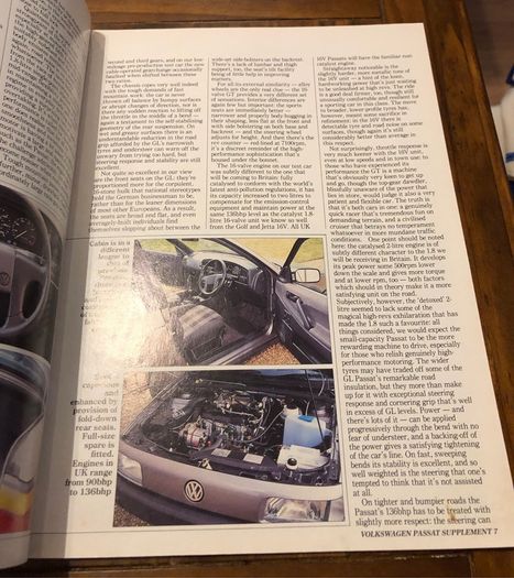1988 Volkswagen Passat Autocar Supplement