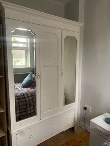 Vintage Triple Wardrobe Armoire Mirrored Doors 3 Piece Solid Timber