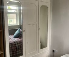 Vintage Triple Wardrobe Armoire Mirrored Doors 3 Piece Solid Timber