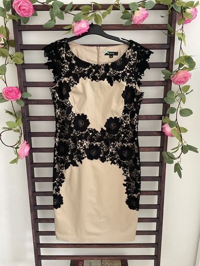 dress occasion brand comma size 12 beige with black lace