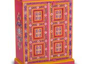 Sideboard Solid Mango Wood Pink Hand Painted