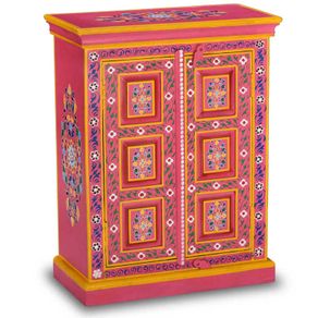 Sideboard Solid Mango Wood Pink Hand Painted