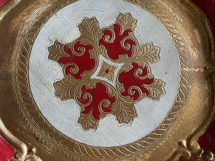 Fab red gold florentine tray