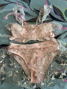 Pink Floral Bikini with overlay skirt