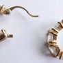Vintage Gold Plated Huggie Hoop Earrings Cubic Zirconia Stones Image 5